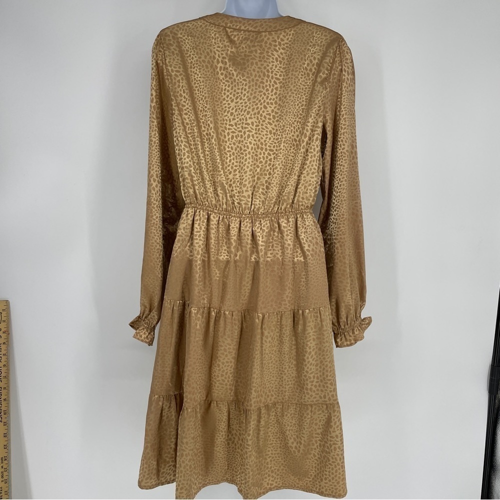 Downeast Feline Animal Print Gold Dress Modest Lined - Picture 3 of 8
